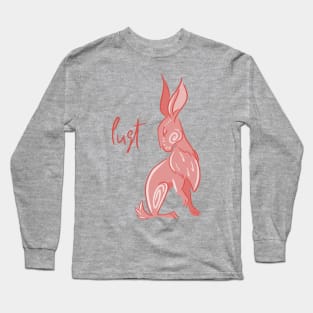 Seven Deadly Rabbits Series - Lust (text) Long Sleeve T-Shirt